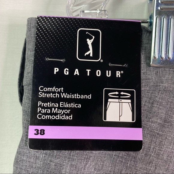 PGA Tour Flat Front Heather Gray Golf Shorts Active Waistband 38 NEW - Picture 4 of 7